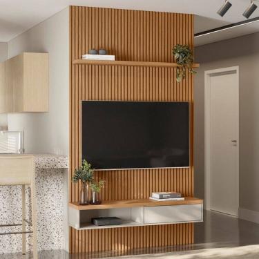 Imagem de Painel para TV Até 60 Polegadas 1 Porta 140 Cm Nature Ripado/Off White - Linea Brasil