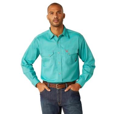 Imagem de ARIAT Camisa de trabalho masculina resistente ao fogo, Piscina azul, 3G