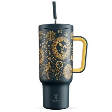 Imagem de Meoky Copo de Viagem de Aço Inoxidável Isolado de 40 oz com Tampa e Canudo, À Prova de Vazamento, Mantém Frio por 34 Horas ou Quente por 10 Horas (Tarô)