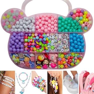 Imagem de Maleta Miçangas Infantil Completa com Pingente Letras Contas 700pçs Para Montar Pulseira Coloridas