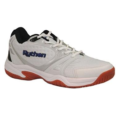 Imagem de Tênis Python Deluxe para quadra interna (raquete, abóbora, badminton, pickleball interno, vôlei) (baixo e médio) (cores preto e branco) (sem escorregão) (sem marcação), Mid_white, 8