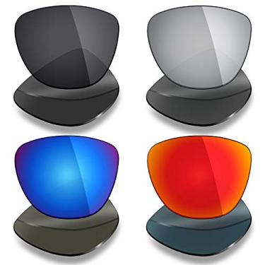 Imagem de Lentes de substituição polarizadas para óculos de sol Oakley Frogskins da Mryok 4 pares – Preto discreto/Vermelho/Azul gelo/Titânio prata