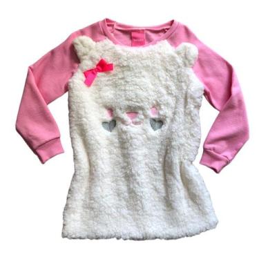 Imagem de Blusa Casaco Moletom Flanelado Infantil Menina Olyns, 01, Rosa, Claro