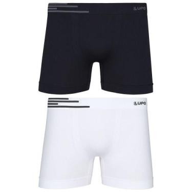 Imagem de Kit 2 Cueca Lupo Box Microfibra Sem Costura Masculina, Preta e branca,