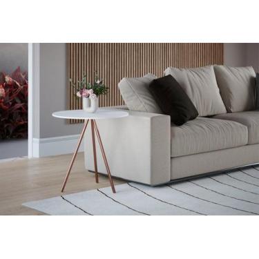 Imagem de Mesa Lateral Gabriela Cobre Tampo Branco - House Design