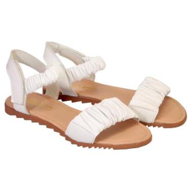 Imagem de Sandália  Feminina casual de Couro Branca primavera verão - Romeu e Ju
