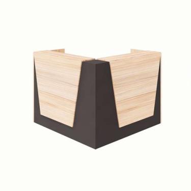 Imagem de Balcão de Atendimento em L Recepção Calvi e Preto 141 cm - GEBBWEB
