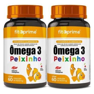Imagem de Kit 2x Ômega 3 Infantil  Peixinho Sabor Cereja 60 cápsulas - FitoPrime