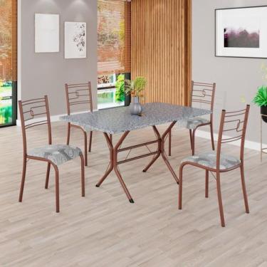 Imagem de Conjunto Sala de Jantar Mesa Retangular 120x75cm Tampo Granito Ocre 4 