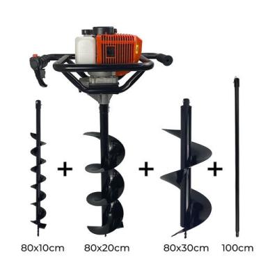 Imagem de Perfurador de Solo A Gasolina 52cc 2,5HP Profissional com Brocas 80x10