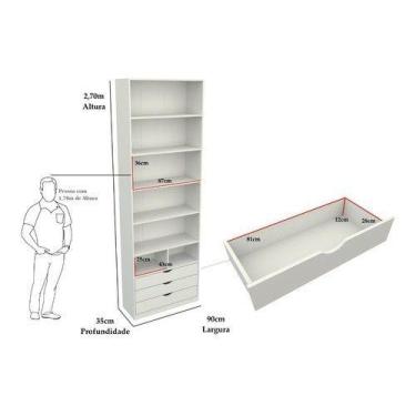 Imagem de Armário Misto Prateleira Gaveta M47 100% Mdf (closet, Loja) - VETORIAL