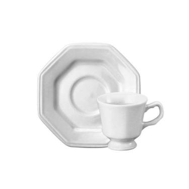 Imagem de Xicara de cafe com pires 60ml branca prisma - schmidt, Branco, 1