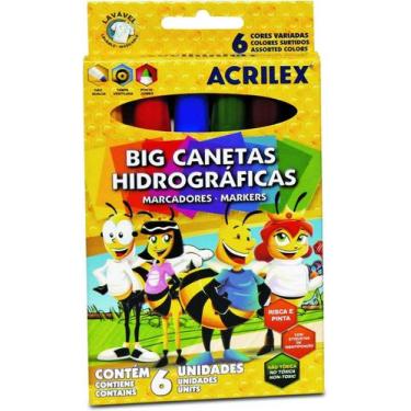 Imagem de Caneta Hidrográfica Marcador BIG 6 Cores - Acrilex