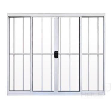 Imagem de Janela 4 Folhas de Correr C/ Grade 1,00 X 1.20 Alumínio Branco Linha M