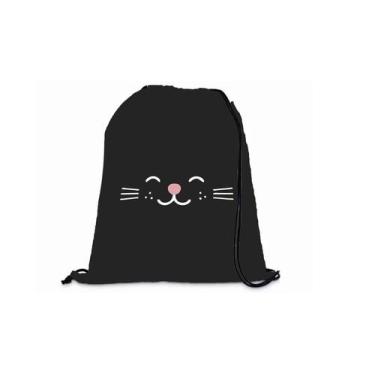 Imagem de Mochila Saco Personalizada Fitness Gato Preto - Deluzz