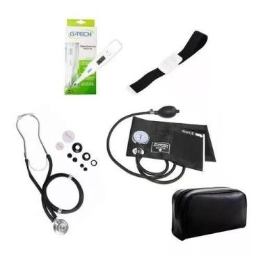 Imagem de Kit Enfermagem Esfigmomanômetro Esteto Garrote Termometro - Premium,  
