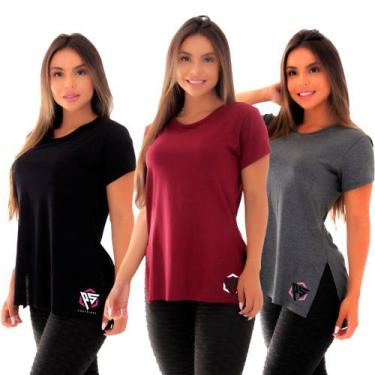 Imagem de Kit 3 blusa femininas ps tapa bumbum academia - CLICK MAIS BONITA, P, 