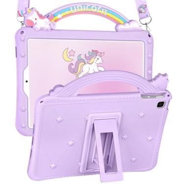 Imagem de Wazzasoft Capa para Samsung Galaxy Tab A7 Lite de 8,7 polegadas meninas bonito desenho animado kawaii bonito roxo design capa com suporte e alça exclusivo feminino fundo de silicone para Samsung Table A7 Lite Cases 2021