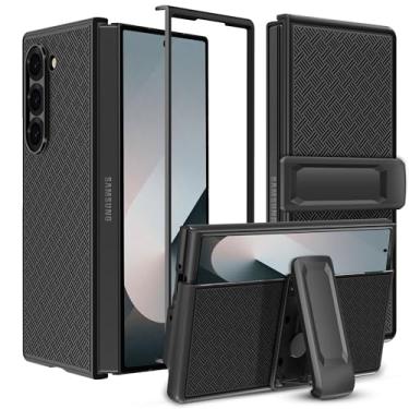 Imagem de Fingic Capa para Samsung Galaxy Z Fold 6 com clipe de cinto, capa fina combo com suporte, coldre giratório, resistente à prova de choque, antiarranhões, capa protetora para Samsung Galaxy Z Fold 6,