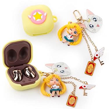 Imagem de BGAANM Linda capa de silicone para fones de ouvido - Capa protetora com chaveiro de boneca - para Samsung Galaxy Buds 2 Pro e mais