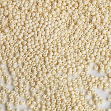 Imagem de Bala&Fillic Contas de semente de 3 mm de cor bege cerca de 3600 peças/100 gramas em saco, 8/0 contas de artesanato de vidro para fazer pulseira e colar (bege)