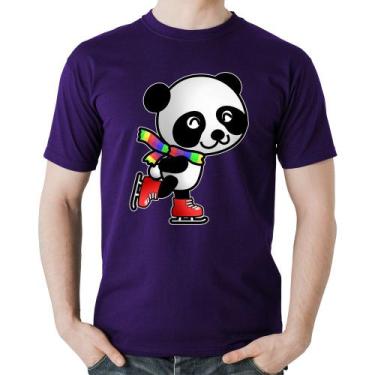 Imagem de Camiseta Algodão Panda de Patins - Foca na Moda, Roxo, P