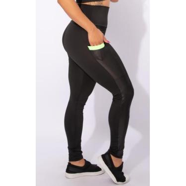 Imagem de Calça Legging Com Bolso Cirrê Fitness Academia Feminina Cintura Alta F