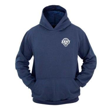 Imagem de Moletom Masculino Canguru Ragor Estampa Army Capuz, G, Azul