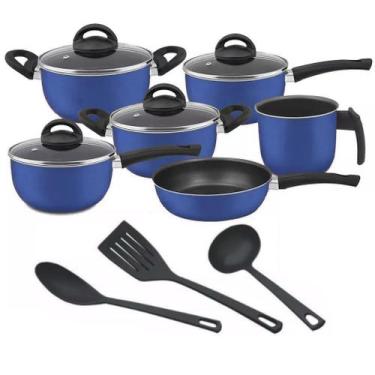 Imagem de Conjunto de panelas teflon azul 09 peças antiaderente - Marpal