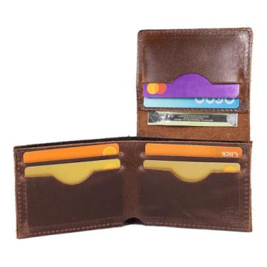 Imagem de Carteira Masculina Slim Pequena Couro Porta Cartão Cnh Notas - Pampas 