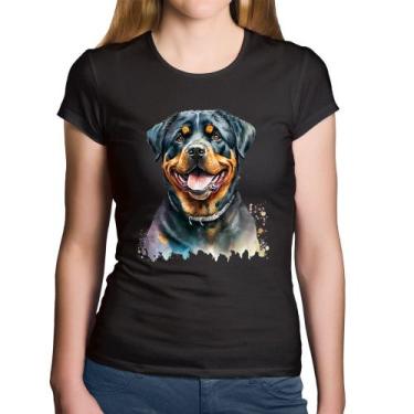 Imagem de Baby Look Algodão Cachorro Rottweiler - Foca na Moda, Preto, G