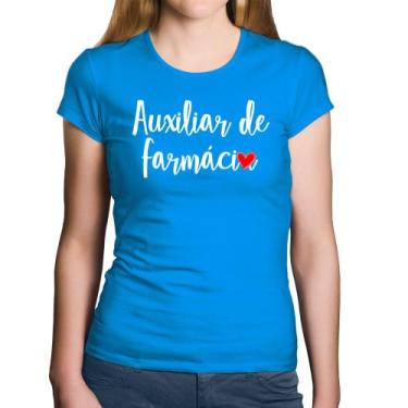 Imagem de Baby Look Algodão Auxiliar de Farmácia por Amor - Foca na Moda, Azul, 