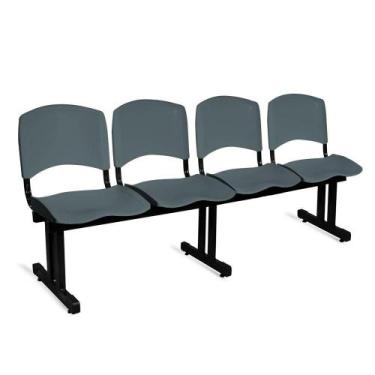 Imagem de Longarina Plástica 4 Lugares A/E Cinza Lara - Shop Cadeiras