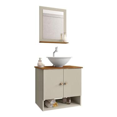 Imagem de Gabinete Banheiro Deli Cuba Lume Bco Torneira DL08 Valv ABS