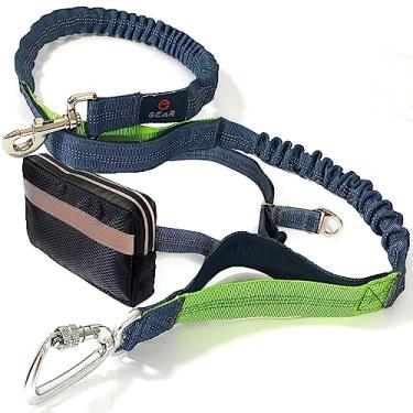 Imagem de Coleira para cães mãos livres com bolsa impermeável e mosquetão com trava – Cinto ajustável, ideal para corrida, caminhada e caminhada