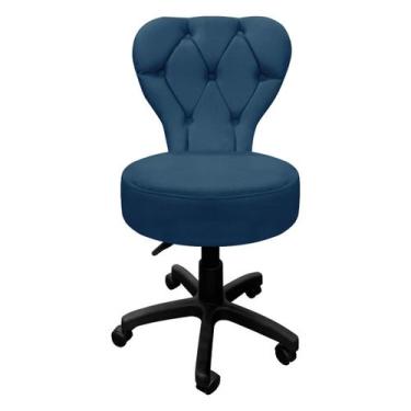 Imagem de Cadeira Mocho SOFT Escritório Estética Veludo - SOFA STORE, Veludo Azu