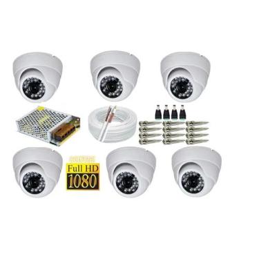 Imagem de Kit Cftv 6 Câmeras Segurança 1080 Full Hd Dome Infra vermelho alta Res