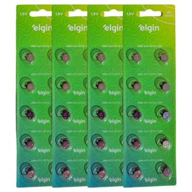 Imagem de 40 Baterias Pilha Elgin LR41 AG3 LR736 1,5V Alcalina 4 Cartela Blister