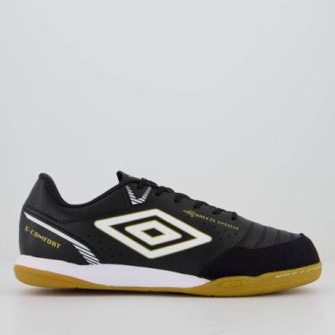 Imagem de Chuteira Umbro X-Futsal Preta e Branca, 42