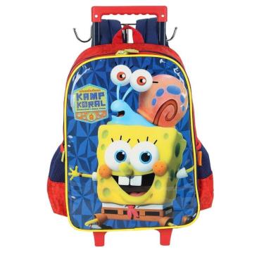 Imagem de Mochila de Rodinha Com Alça Luxcel Bob Esponja Vermelho