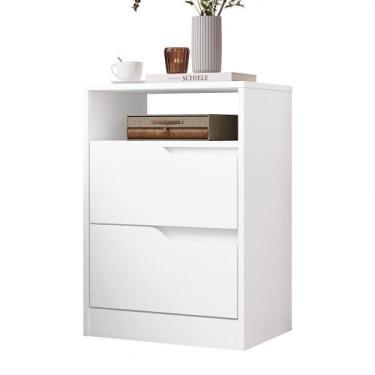 Imagem de Mesa de Cabeceira Sole 2 Gavetas Flex - Móveis Albatroz, Branco Fosco