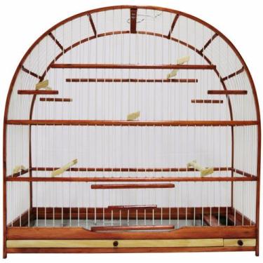 Imagem de Gaiola Passarinho Em Madeira - Pássaro Curió - Rossa, Mogno