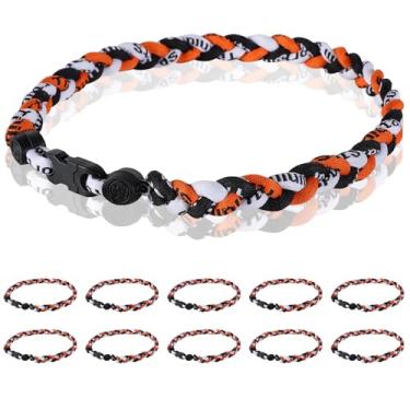 Imagem de Midtatus Pacote com 12 colares de beisebol de 45,7 cm, presente do time para diversão no beisebol, design de corda de tornado de titânio trançado com três cores, 18, Silicone, nylon, plástico, Sem