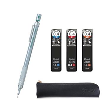 Imagem de QULLITY Lapiseira de desenho Graph Gear 500 + grafite Ain HB/B/2B, capa fina preta original (0,4 mm)