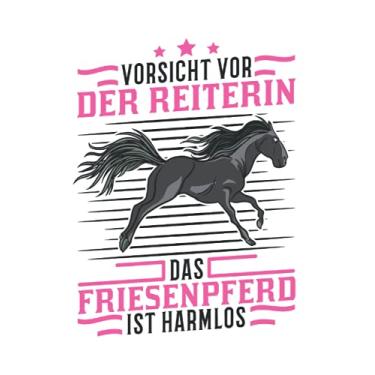 Imagem de Friesenpferd Notizbuch: Friesenpferd Friese Vorsicht vor Reiterin / 6x9 Zoll / 120 gepunktete Seiten Seiten