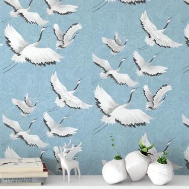 Imagem de Papel de parede para decoração de casa cozinha branco guindaste azul papel de parede removível vinil autoadesivo prateleira papel de prateleira e rolo de gaveta casa, oficina e escritório 43,9 cm x