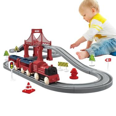 Imagem de Conjunto de trem infantil, Conjunto de trem para crianças,44X Cartoon Electric Kids treina brinquedos com faixas | Pista de construção interativa movida a bateria, jogo de trem, brinquedos ferroviário