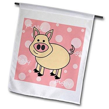 Imagem de 3dRose fl_6179_2 Bandeira de jardim de porco feliz design porquinho rosa, 45,72 x 68,56 cm