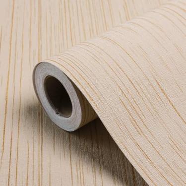 Imagem de Biyoee Papel de Parede Bege Grasscloth Peel and Stick Um Conjunto de Papel de Contato Autoadesivo Texturizado de Linho Pano de Grama Papel de Parede Removível para Armários Forros de Balcão