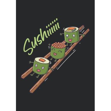 Imagem de Notizbuch A4 kariert mit Softcover Design: Japanisches Essen Japan Sushi Wasabi Maki: 120 karierte DIN A4 Seiten